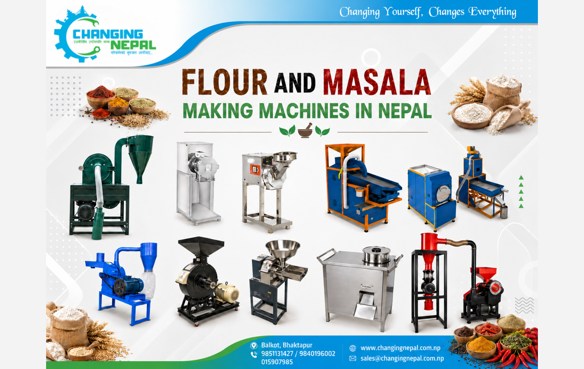 Flour and Spices Making Machines in Nepal: Mechanisms, Types and Prices